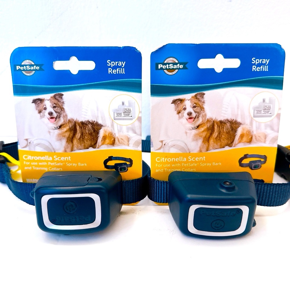 PetSafe Lot of 2‎ Spray Dog Bark Control Collar & 2 Pack Spray Refill Citronella